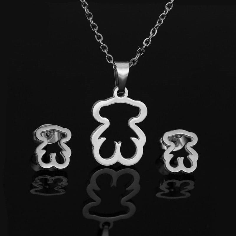 Collana Con Ciondolo Orsetto E Orecchini Orsetto