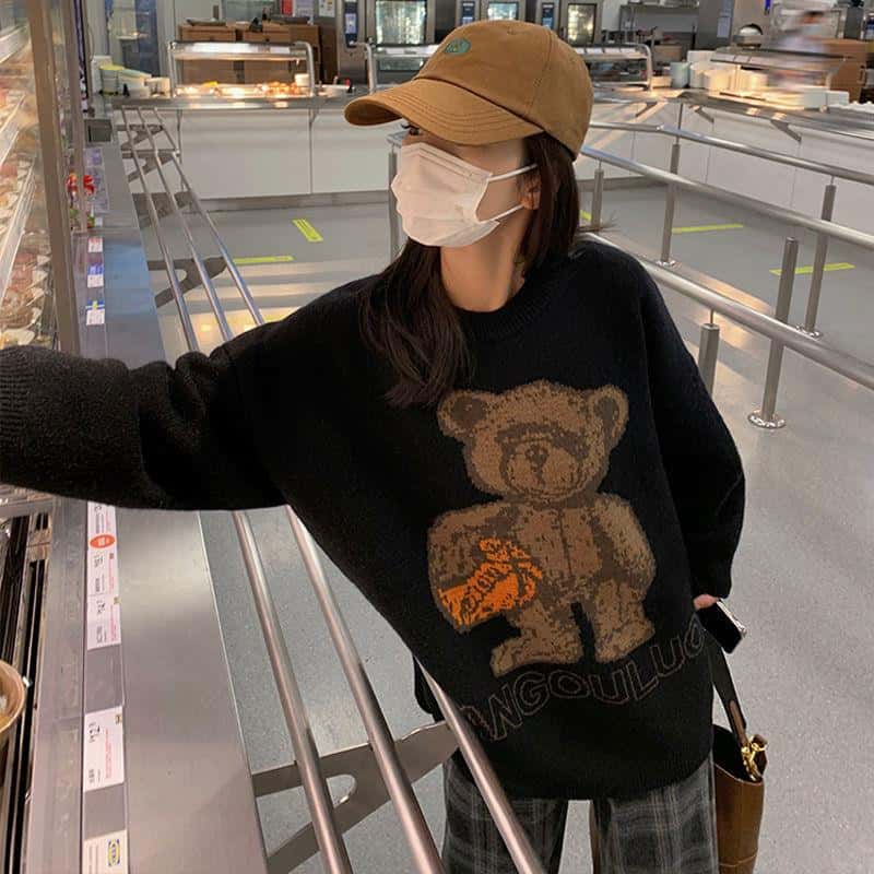 Maglione Con Orsetto Donna Autunno